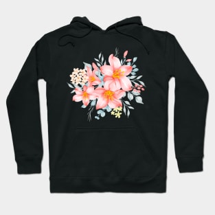 Pink Lilies Floral Bunch of Flowers Rose Yellow Lily Oriental Lilies Hoodie